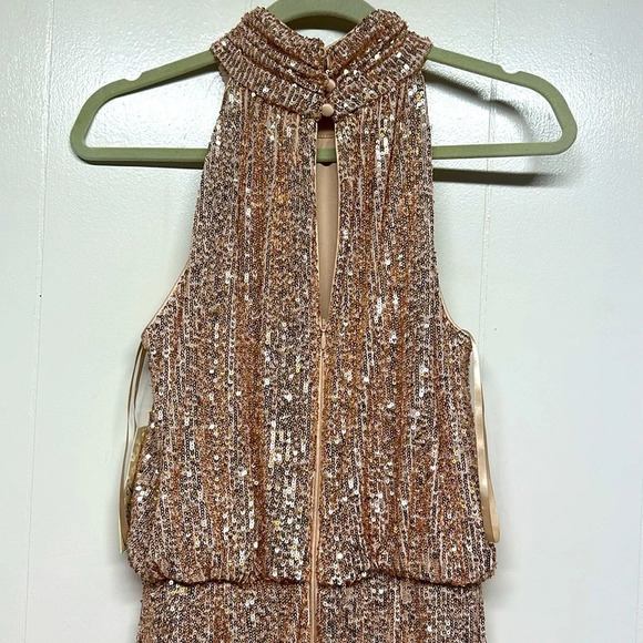 Eliza J Rose Gold Sequin Halter Dress - Picture 5 of 14